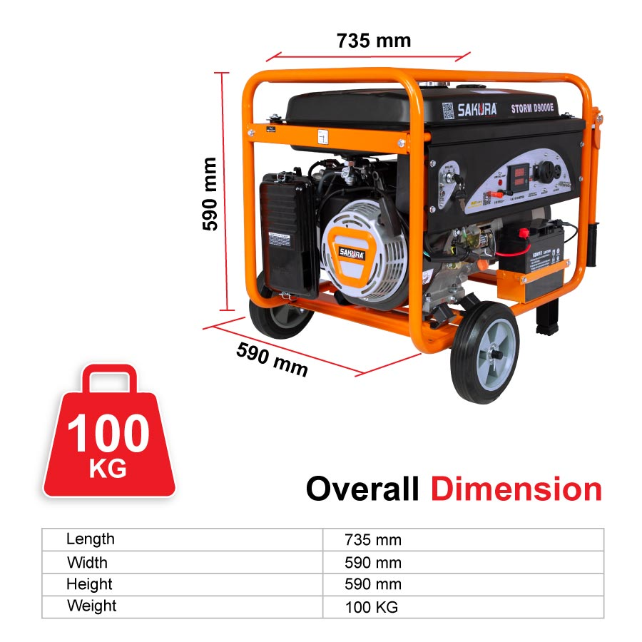 8.5 kw sakura engine generator dimension