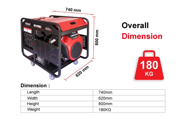11KW Honda Engine Generator Dimension 11KW Honda Engine Generator Dimension